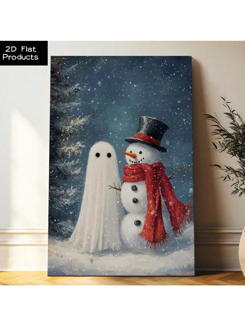 Bring a touch of whimsical charm to your space with this Winter Night Wall Art featuring a playful snowman and a friendly ghost. Perfect for modern home decor, this canvas print adds a fun and enchanting vibe to your winter celebrations while brightening any room with its unique, imaginative design.
