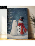 Bring a touch of whimsical charm to your space with this Winter Night Wall Art featuring a playful snowman and a friendly ghost. Perfect for modern home decor, this canvas print adds a fun and enchanting vibe to your winter celebrations while brightening any room with its unique, imaginative design.