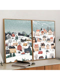 Transform your home into a cozy winter wonderland with Winter Village Bliss, a set of 2 retro snowy landscape posters. These unframed posters will add a touch of nostalgia and warmth to your home decor. Bring the beauty of winter into your space and create a peaceful, inviting atmosphere.