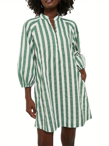 Stay cool and comfortable all night in our Women's 3/4 Sleeves Nightgowns. The lightweight fabric and cute striped print add a touch of fun to your sleepwear. Enjoy the convenience of buttons and the coverage of 3/4 sleeves. Perfect for summer nights!