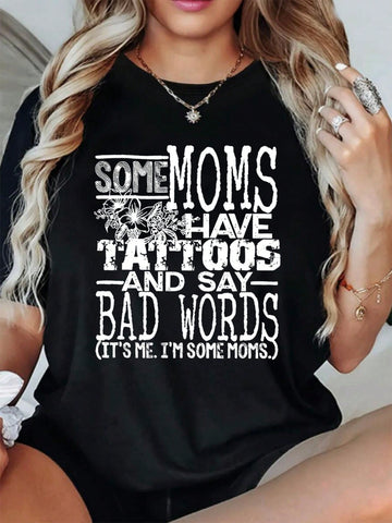 Show off your unique sense of humor with our Women I'M SOME MOMS Print Oversized T-Shirt! Made with a comfortable polyester knit fabric and a relaxed, oversized fit, this t-shirt is perfect for all seasons. Its cheeky message adds a playful touch to any casual outfit.