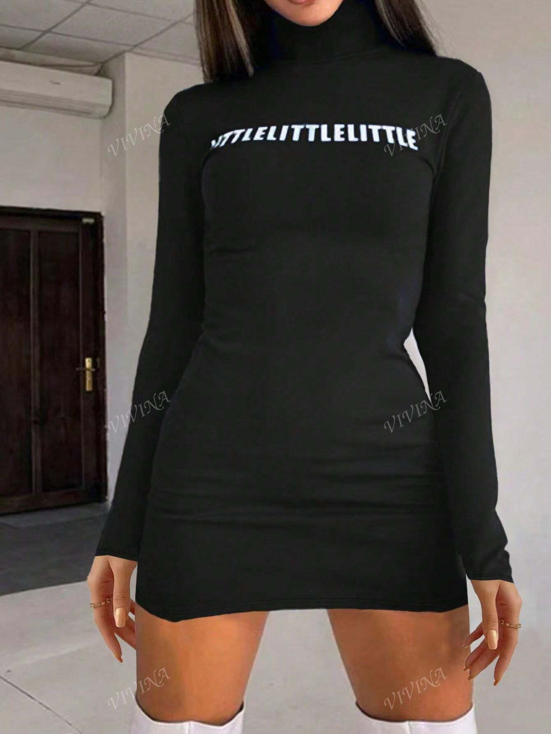 Say goodbye to boring fashion with our Women Plus Size Minimalist Letter Print Stand Collar Dress. This dress combines style and comfort, making it perfect for any occasion. Stand out from the crowd with its unique letter print and chic stand collar. Perfect for the confident and playful fashionista.