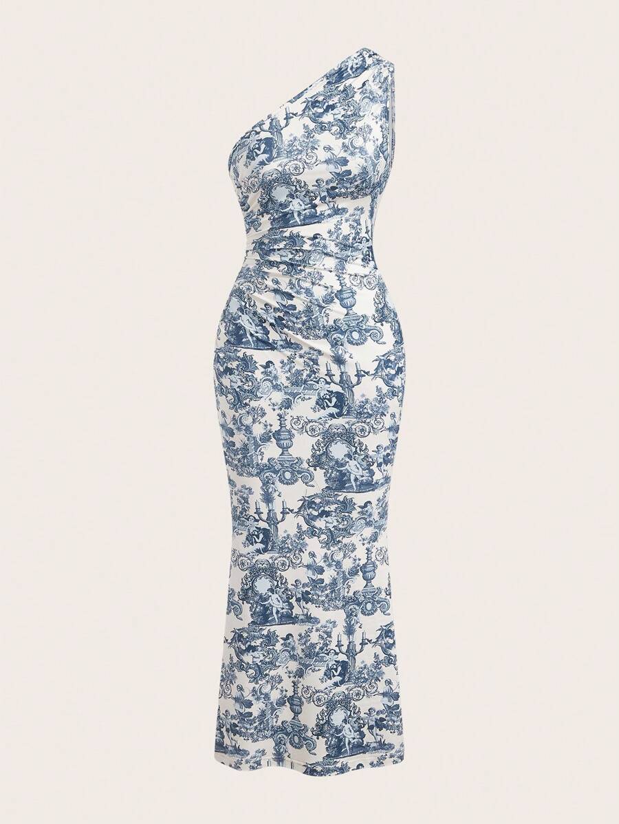 Get ready to turn heads in this fun and flirty Women's Allover Print Knit Bodycon Dress! Featuring an asymmetrical neckline and eye-catching print, this dress will add a playful touch to your wardrobe. The bodycon silhouette flatters your curves while the knit fabric ensures comfort and style all day long.