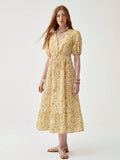 Embrace your inner sunshine in this playful yellow Bohemian dress! The flirty ruffles and feminine puff sleeves create a carefree silhouette, while the drawstring detail adds adjustable comfort. Pack this breezy number for your next tropical getaway and watch heads turn as you stroll along the beach or sip cocktails at sunset.