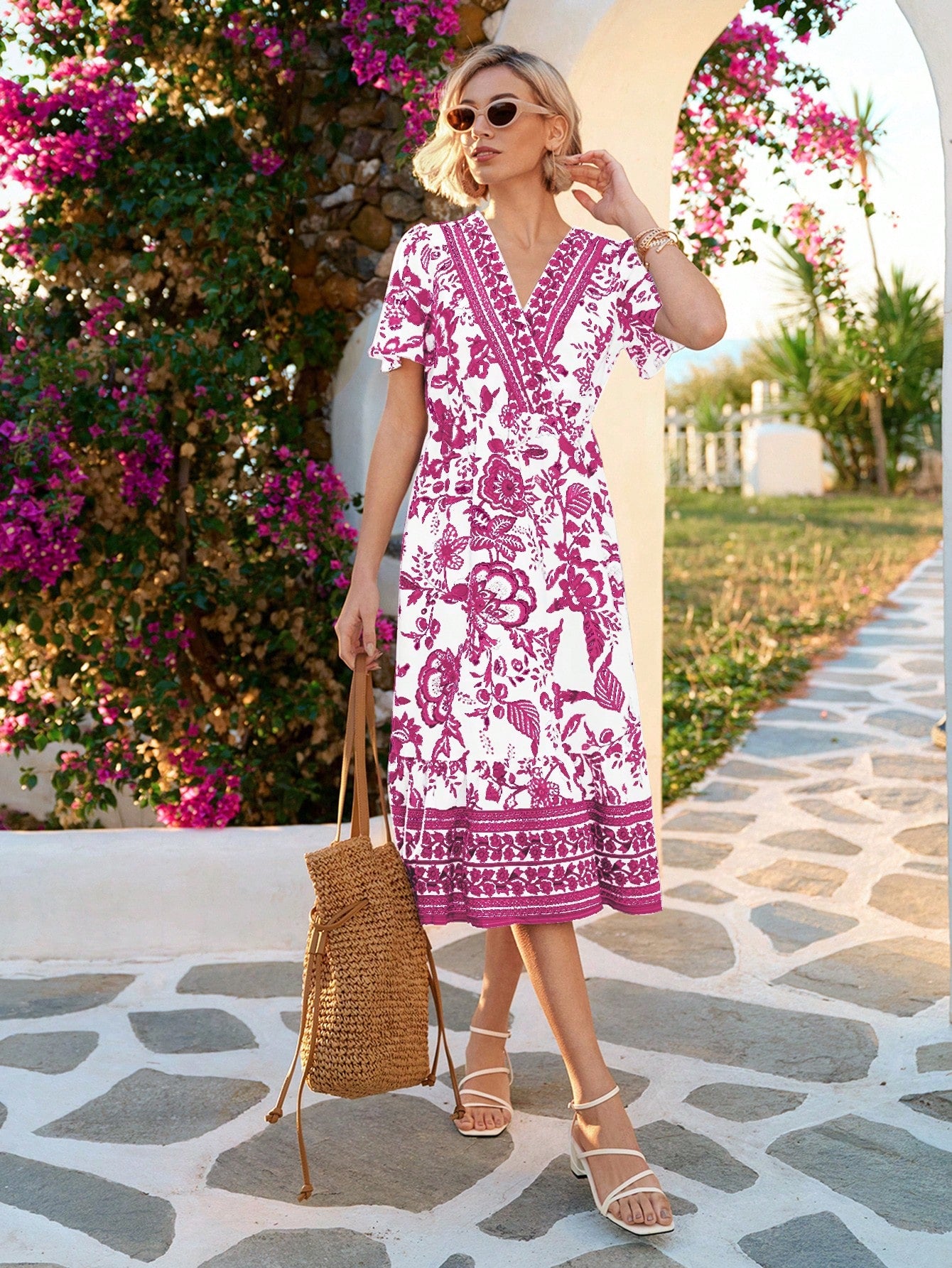 Embrace your carefree spirit with this Women's Boho Floral Print Long Dress. Featuring a playful ruffle hem and vibrant floral patterns, it’s the perfect companion for sunny days and summer adventures. Lightweight and flowy, it keeps you cool while adding a touch of whimsical charm to your vacation wardrobe. Dance through your getaway in effortless style!