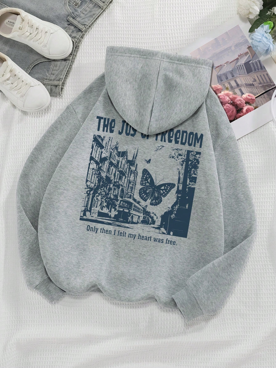 Embrace cozy charm with this Women's Butterfly Print Hoodie, featuring a warm thermal lining perfect for chilly graduation days and back-to-school adventures. The playful butterfly design adds a touch of whimsy to your casual style, making it a fun and functional wardrobe favorite. Stay snug and stylish wherever your day takes you!