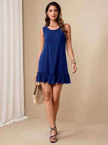 Effortlessly exude style with this Women's Casual Elegant Sleeveless Round Neck Dress. Perfect for any occasion, this dress offers a comfortable and chic design that will keep you looking and feeling your best. With its sleeveless design and round neck, you can easily dress it up or down for a versatile and sophisticated look.
