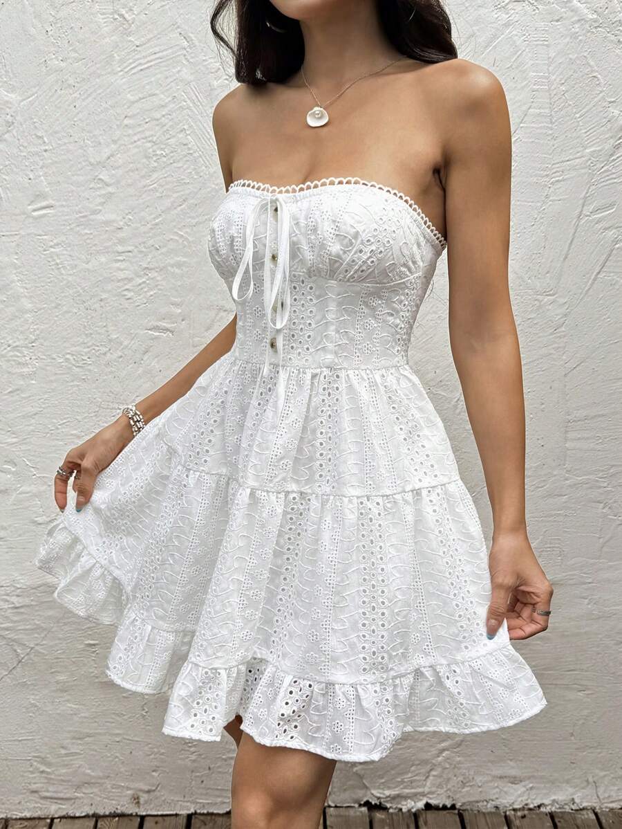 Add a touch of quirkiness to your summer wardrobe with our Women's Casual Hollow Out Embroidery Cami Dress. Perfect for any occasion, this dress features delicate embroidery and a playful, hollow out design. Stay cool and stylish with this must-have fashion piece!
