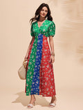 Effortlessly stylish and playful, this Women's Casual Multicolor Patchwork Floral Puff Sleeve Mini Dress is a must-have for any wardrobe. The unique patchwork design and vibrant floral print make for an eye-catching look, while the puff sleeves add a touch of femininity. Perfect for any casual occasion, it's the epitome of effortless style!