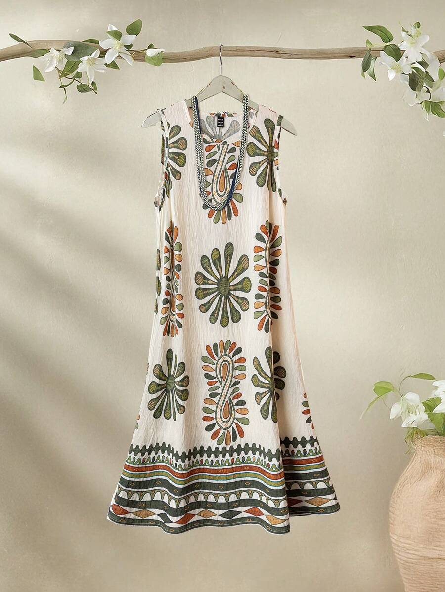 Stay stylish and comfortable with our Women's Casual Sleeveless Vacation Dress. Featuring a playful allover print and a classic round neck, this short dress is perfect for any vacation or casual outing. Soak up the sun and turn heads wherever you go!