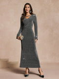 Turn heads in this Women's Casual Slim Fit Long Sleeve Hollow Out Dress. With its effortless elegance, you'll feel confident and stylish all day long. The slim fit hugs your curves while the hollow out design adds a touch of chic. Perfect for any occasion, this dress is a must-have for your wardrobe.