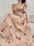 Step into spring with this playful long dress designed to brighten your day. Featuring charming short sleeves and delicate faux pearl decorations, it adds just the right touch of whimsy to your casual look. Light and breezy, it’s perfect for strolls in the park or spontaneous outings where comfort meets style effortlessly. Embrace ease and elegance with every twirl!