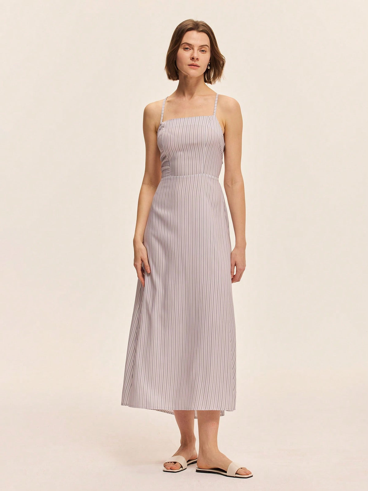 striped backless dress Women's Casual Print with Adjustable Tie Waist for Effortless Style A-Line V-Neck Floor-Length Tulle grey evening dress line maxi skirt with Size:3X