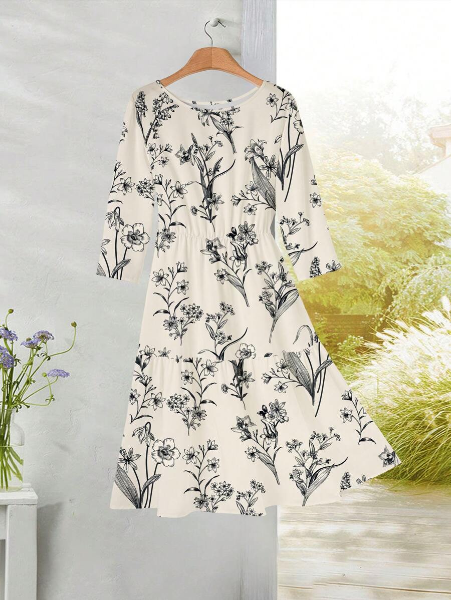 Get ready to ease into summer with casual dress! Featuring a simple round neck and 3/4 sleeves, this dress is perfect for any occasion. Whether you're running errands or enjoying a picnic in the park, this dress will keep you comfortable and stylish. Time to add some rust-ic flair to your wardrobe!