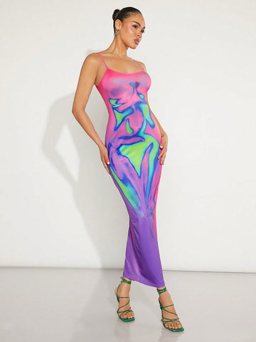 Turn heads and brighten your day with this women's colorful asymmetrical printed dress. The playful spaghetti straps and unique asymmetrical hem add a flirty touch, while the vibrant print makes your style pop. Perfect for warm days and fun outings, this dress lets you express your fashion-forward personality with ease.