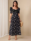 Turn heads in this Women's Elegant Ditsy Floral Dress, complete with a waist-cinching bowknot for a touch of charm. With a beautiful ditsy floral pattern, this dress is perfect for any occasion. Show off your playful side and elevate your style with this must-have piece.