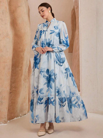 Step into spring with this playful and elegant floral chiffon maxi dress. Light and breezy, it sweeps gracefully with every step, offering comfort and style for sunny days or garden parties. Its vibrant floral pattern brings a fresh, joyful vibe, making it your go-to pick for effortless charm all season long.
