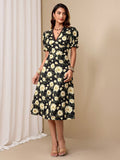 Introducing the Women's Elegant Floral Dress - a timeless style that's perfect for every occasion! This stunning dress features a beautiful floral print that will make you stand out in a sea of solid colors. Its elegant design is both classy and versatile, making it a must-have in your wardrobe.