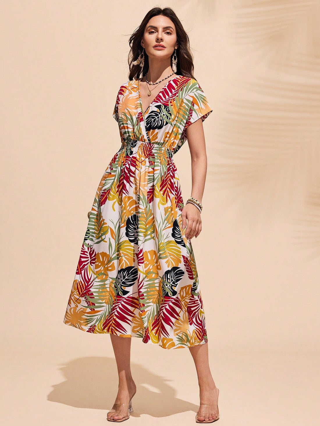 Get your groove on this holiday season with our Women's Elegant Floral Print Flared Dress! The perfect choice for any celebration, this dress features a stunning floral print and a flared design that will turn heads. Look elegant and stand out in this unique and playful dress. (Stay classy yet stylish with this flared dress!)