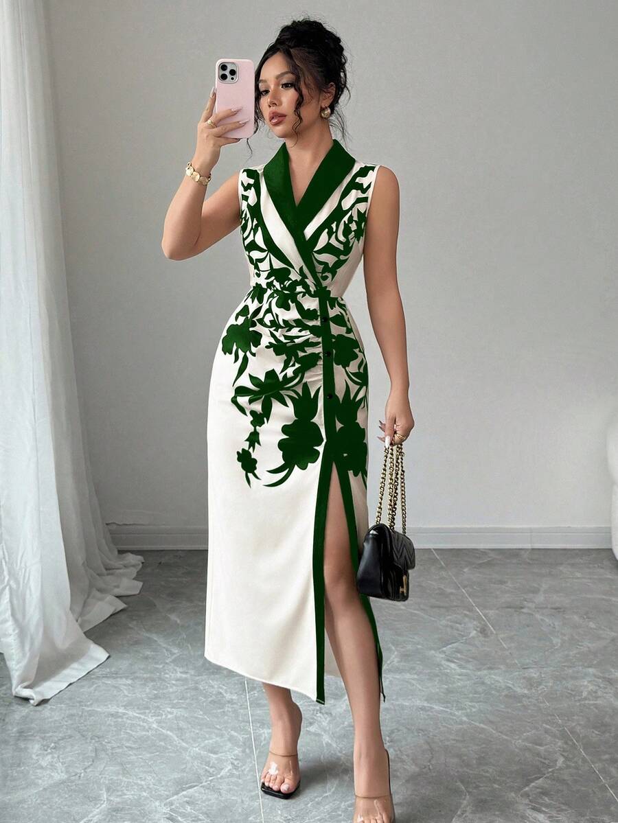 Embrace effortless elegance with this stunning floral printed summer dress. Featuring a graceful slit waist design, this piece combines timeless style with modern sophistication. The vibrant floral pattern brings a fresh, feminine touch perfect for warm-weather occasions—from casual outings to garden parties. Crafted for comfort and movement, this dress flatters every silhouette while keeping you cool and confident. A versatile wardrobe essential that transitions seamlessly from day to evening.