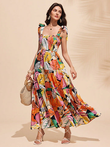 Add a touch of elegance to any occasion with our Women's Floral Swing Dress! The ruffle hem adds a playful twist to this chic slip dress. Perfect for all occasions, this dress is the ultimate combination of style and comfort. Get ready to turn heads and have fun in this flirty and fashionable piece!