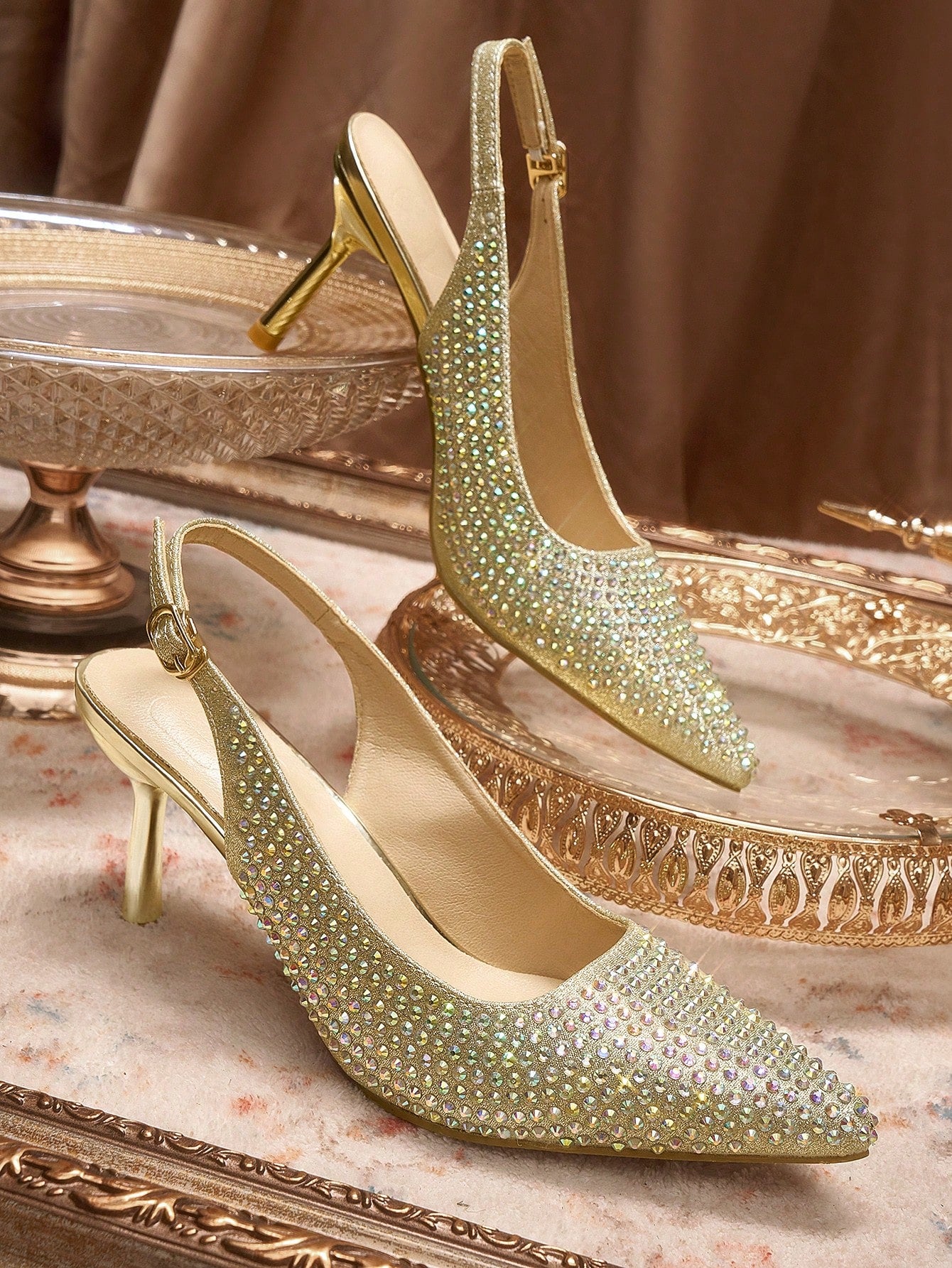 Upgrade your shoe collection with our Women's Elegant Rhinestone Pointed Toe High Heel Pumps. These versatile pumps make a statement with their sparkling rhinestones and sleek pointed toe design. Perfect for any occasion, elevate your style with confidence and elegance.
