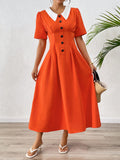 Step into spring and summer with this playful yet elegant dress designed just for you. Featuring a charming shirt collar and a ruched waist, it effortlessly flatters your silhouette while keeping things light and breezy. Perfect for casual outings or sunny day adventures, this dress combines comfort with a touch of sophistication, making every moment feel special and stylish.