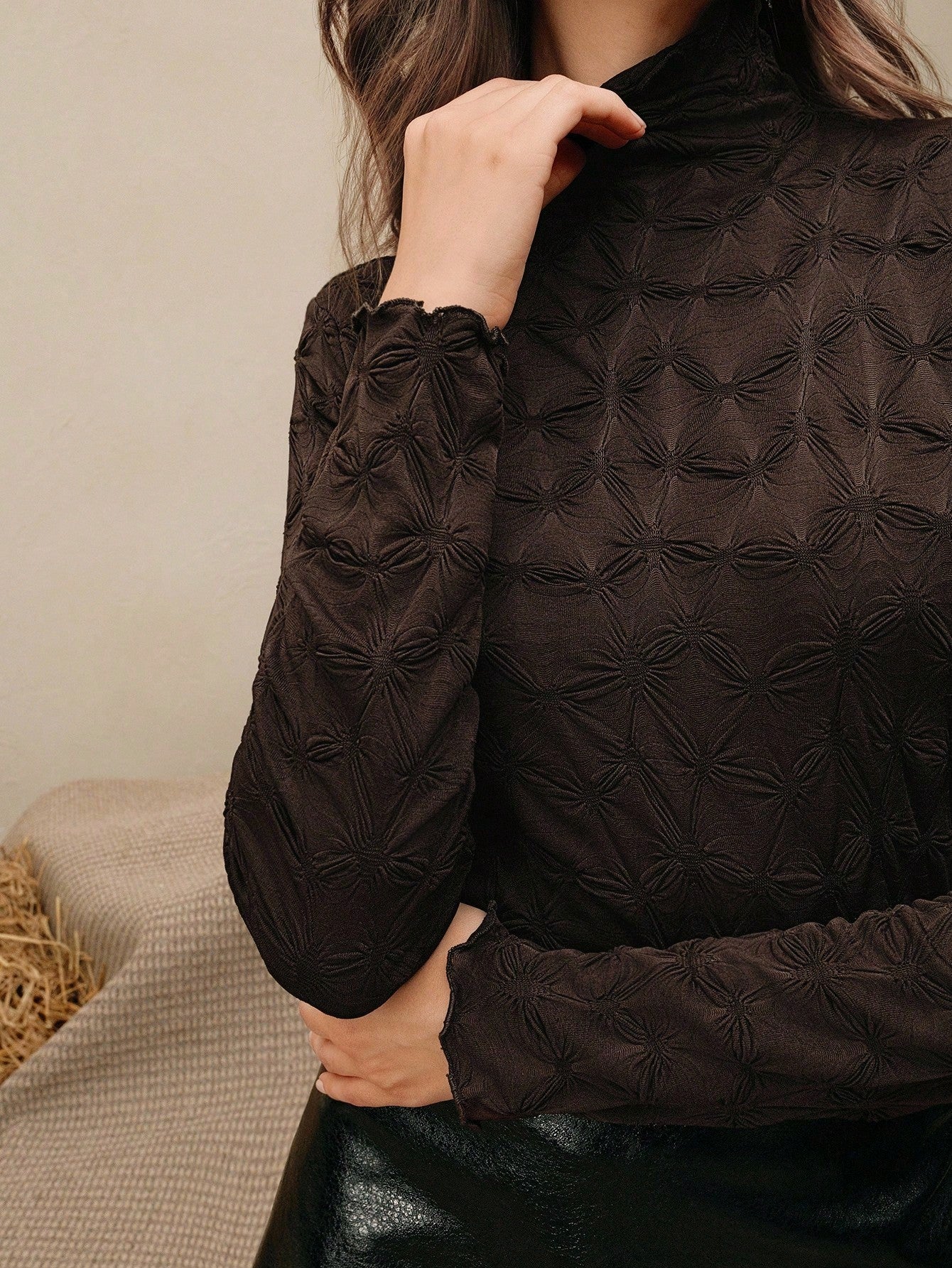 Elevate your everyday wardrobe with this chic turtleneck that's anything but basic. The slim fit hugs your silhouette just right, while the textured fabric adds visual interest and dimension. Perfect for layering under blazers or wearing solo, this long-sleeve essential transitions seamlessly from office to weekend brunch. Cozy, sophisticated, and endlessly versatile—your new go-to piece awaits.