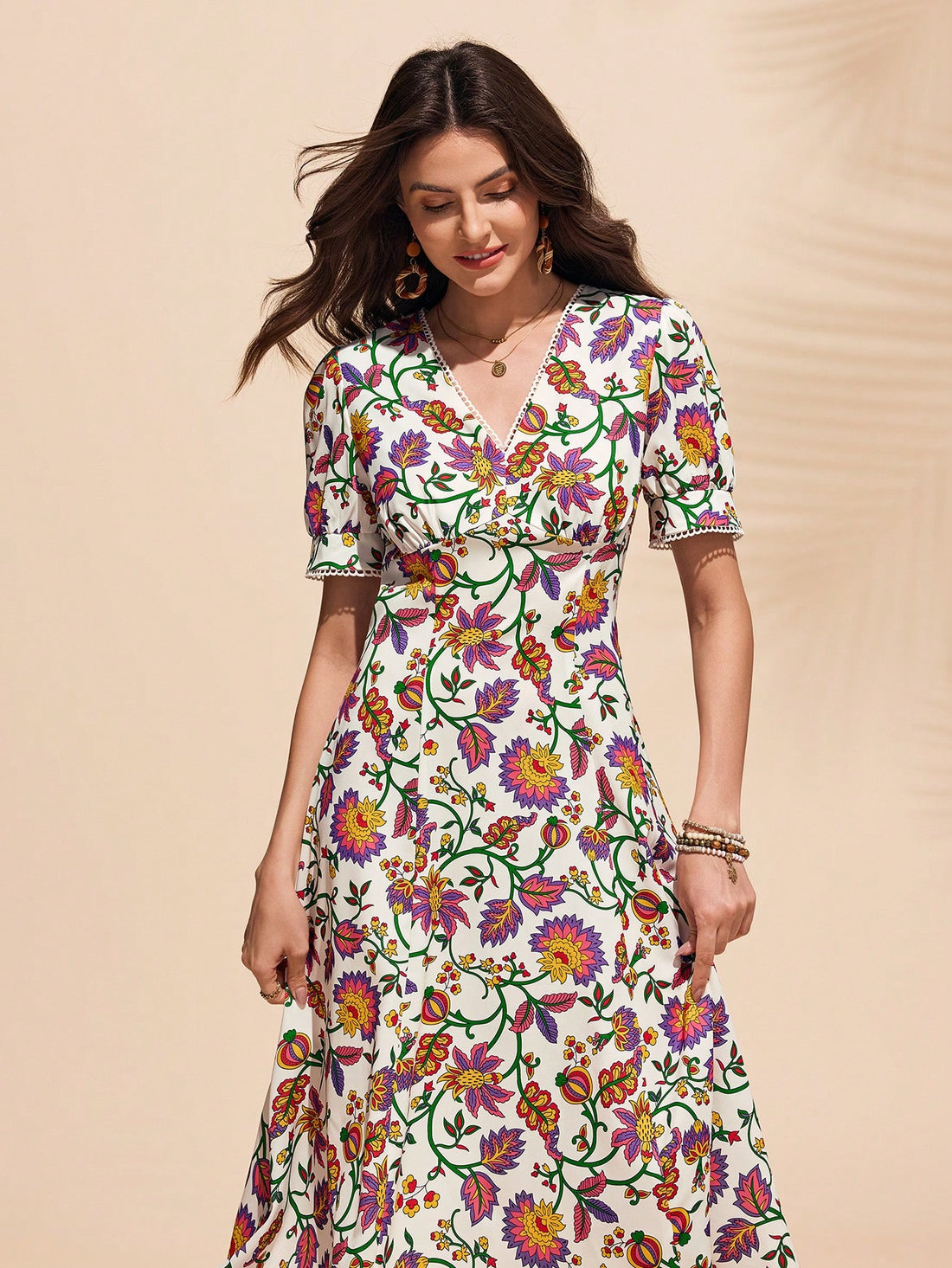 Transform any occasion into a chic affair with this elegant V-neck mid-length dress. Its classic design and versatile style make it perfect for any event. Look effortlessly stylish and stand out from the crowd with this must-have piece in your wardrobe. (no quotes)