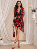 Turn heads with this Women's Elegant V-Neck Printed Short Dress! The perfect choice for any occasion, this dress combines style and comfort with its soft fabric and flattering v-neckline. Spice up your wardrobe with this must-have dress.
