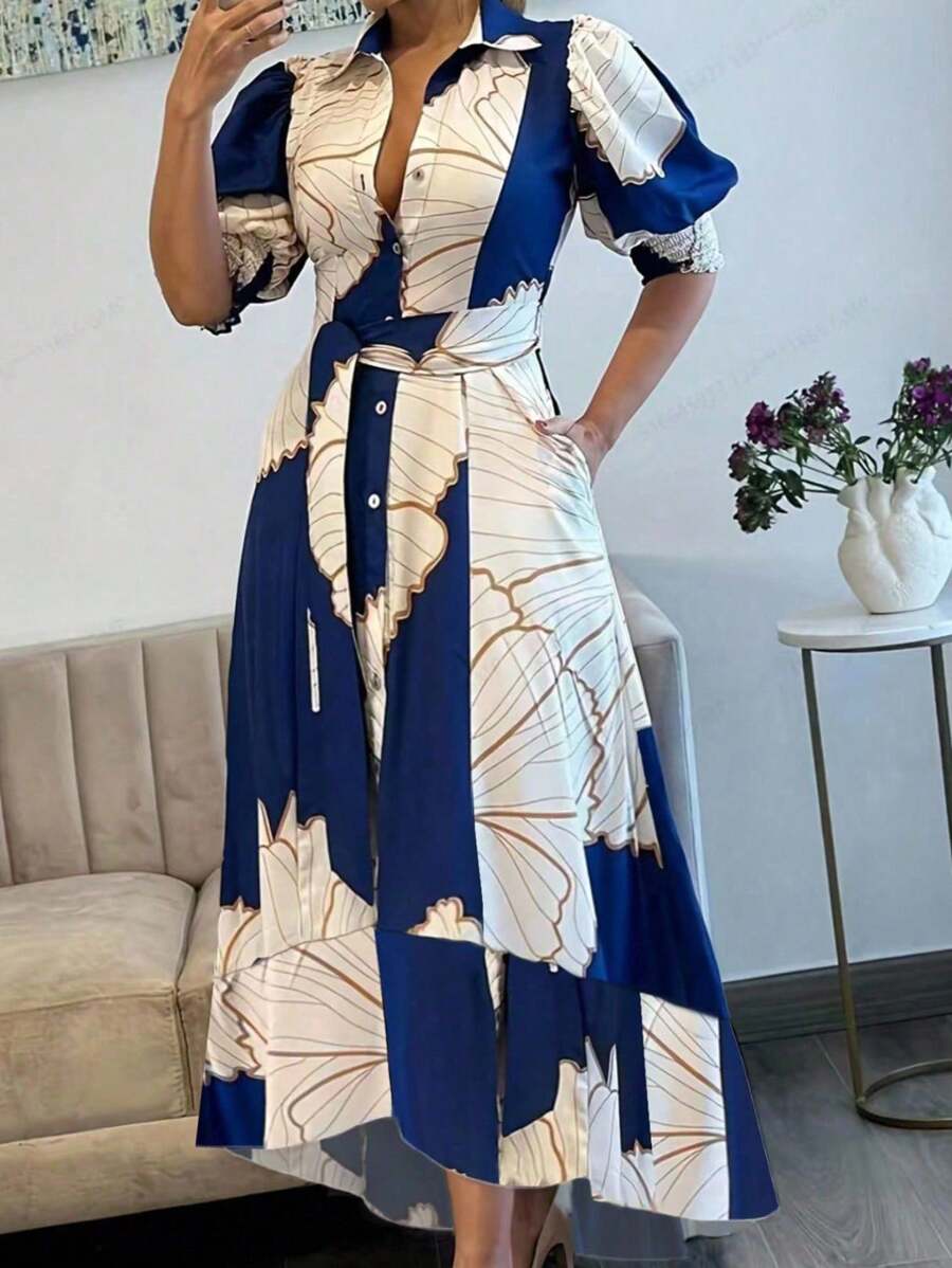 Step into summer fun with this Women's Floral Print Maxi Shirt Dress. Its vibrant floral pattern and flowing maxi length bring effortless charm, while the adjustable tie waist lets you play up your silhouette. Light and breezy, it’s the perfect companion for sunny days and warm evenings, making every outing feel like a stylish adventure.