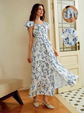 Twirl into any occasion in this charming floral print A-line dress! Featuring delicate ruffle cap sleeves and a flattering silhouette, it's the perfect pick for everything from casual outings to seasonal celebrations. The vibrant floral pattern brings instant joy to your wardrobe, while the classic A-line cut ensures comfort and confidence all day long. Whether you're heading to brunch, a garden party, or a weekend adventure, this versatile dress is your go-to companion for looking effortlessly put-together