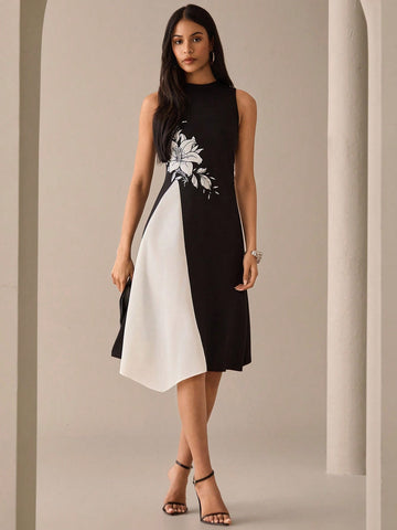 Step into summer with this playful floral print sleeveless midi dress. Featuring a stylish round neck, it’s perfect for sunny days and warm evenings. The breezy design keeps you comfortable while the vibrant floral pattern adds a fun, fresh touch to your wardrobe. Ideal for casual outings or garden parties, this dress brings effortless charm to your summer style.