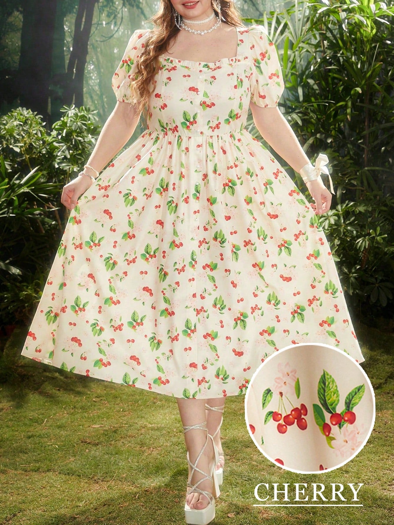 Turn heads in this playful A-line dress with a fresh berry print and ruffled collar. Cinched at the waist and featuring princess sleeves, it flatters all body types. A perfect blend of sweet and sassy. (Just like you!)