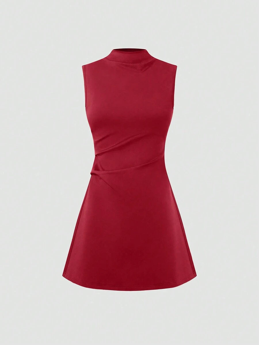 Step out in style with this Women's High Collar A-Line Midi Dress, perfect for your daily commute or weekend adventures. Its flattering A-line silhouette and chic high collar add a touch of sophistication, while the midi length keeps things classy and comfortable. Whether you're heading to work or brunch, this dress effortlessly blends fashion and function to keep you looking fabulous all day long.
