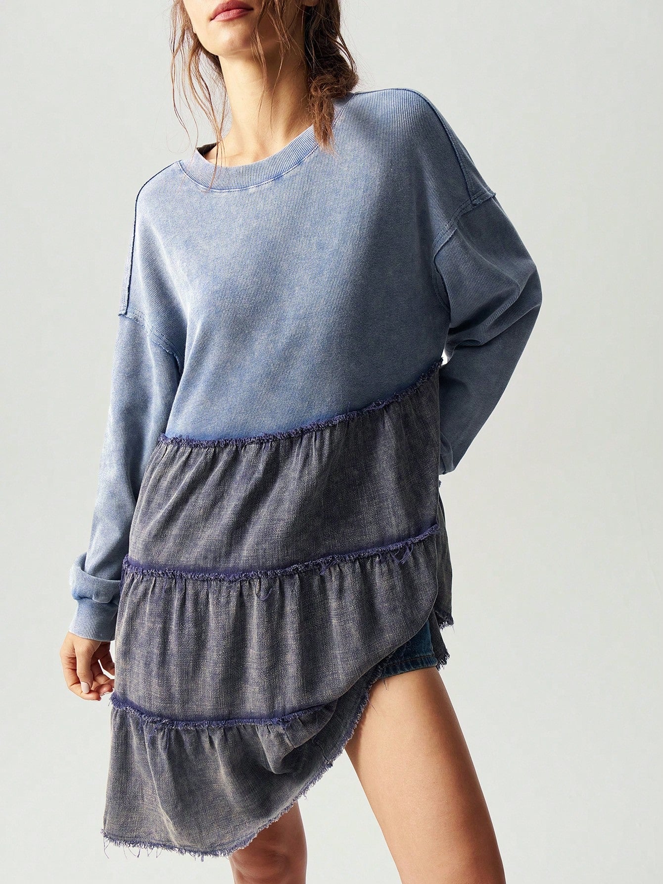 Step into vacation mode with this playful women's mini dress in a vibrant solid blue. Featuring a cozy knit insert, it blends casual comfort with flirty style, perfect for sunny days and breezy evenings. Easy to dress up or down, this dress is your go-to for effortless, fun-filled adventures.