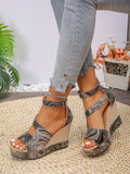 Step into summer fun with these Women's Platform Wedge Sandals! Featuring a playful boho vibe, their zip-up design and strappy details bring casual Roman flair to your everyday look. The platform wedge adds height and comfort, perfect for dancing through sunny days or strolling city streets in style.