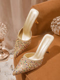 Add a touch of sparkle to your holiday wardrobe with our Women's Rhinestone-Embellished Party Heels. Perfect for Christmas and fall celebrations, these heels will elevate any outfit with their dazzling rhinestone details. Make a statement and stand out from the crowd with these elegant and festive heels.
