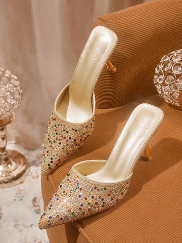 Add a touch of sparkle to your holiday wardrobe with our Women's Rhinestone-Embellished Party Heels. Perfect for Christmas and fall celebrations, these heels will elevate any outfit with their dazzling rhinestone details. Make a statement and stand out from the crowd with these elegant and festive heels.