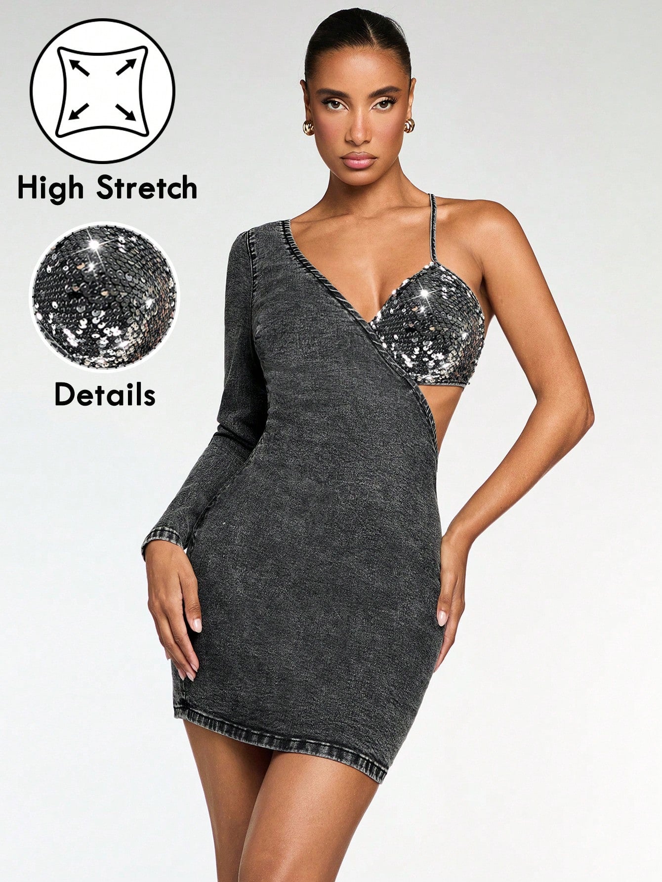Turn heads at every holiday party with this Women's Sexy Bodycon Denim Mini Dress. Crafted to hug your curves, its sleek denim fabric combines comfort with a flirty edge. Perfect for celebrations, this mini dress lets you dance the night away while looking effortlessly chic and playful. Elevate your festive wardrobe with a touch of bold style!