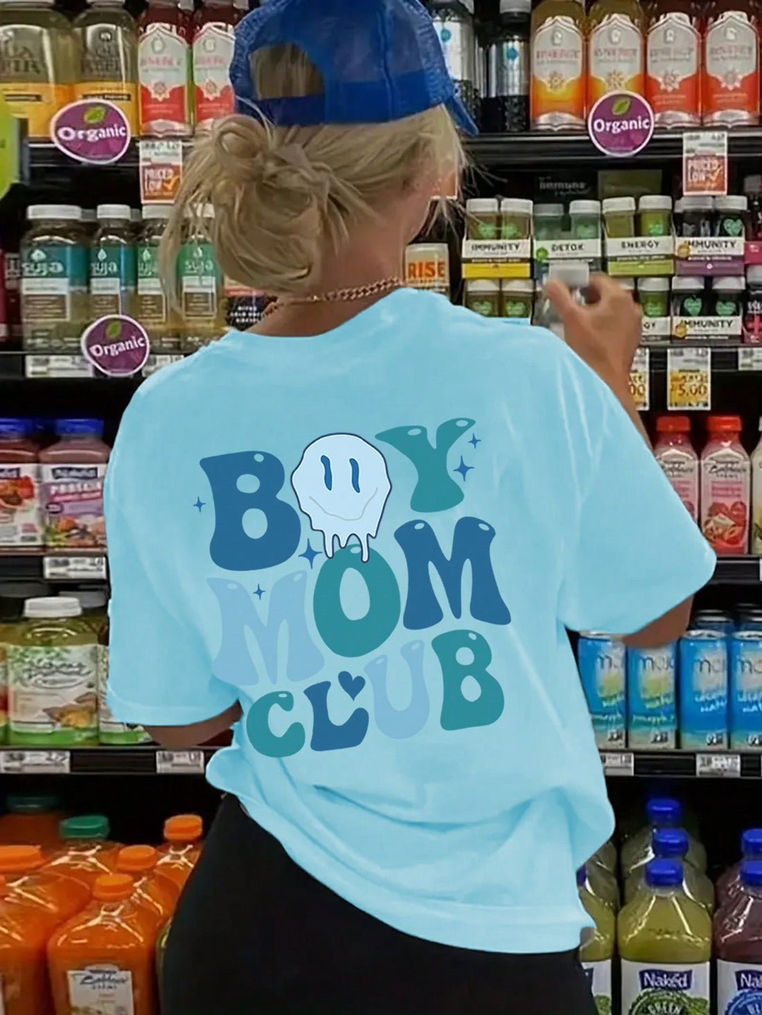 Get ready to join the "Boy Mom Club" in style with this trendy short sleeve top! Featuring a playful smiley face graphic, this t-shirt is a must-have for any mom looking to add a fun touch to their wardrobe. Perfect for casual outings and playdates, this top will have you smiling from ear to ear (pun intended)!