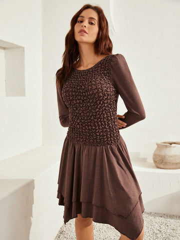 Turn heads with this playful women's dress featuring a chic asymmetrical hem that adds just the right touch of boho flair. Its solid color makes styling simple, while the unique cut keeps your look effortlessly fun and fresh. Perfect for dancing through your day or night with carefree confidence.