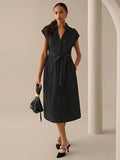 Step out in style with this Women's Solid Color Cuffed Sleeve Midi Dress, perfect for sunny spring and summer days. Its casual shirt dress design offers a relaxed yet chic look, while the cuffed sleeves add a fun, flirty touch. Lightweight and breezy, it’s your go-to for effortless outings, whether brunch with friends or a stroll in the park. Embrace comfort and charm in one playful package!