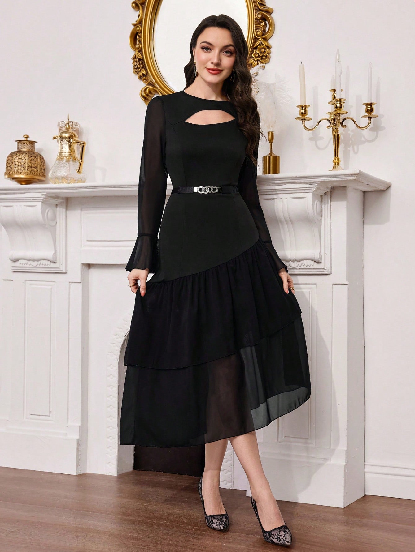 Get ready to turn heads in this elegant round neck dress. With its solid color and long sleeves, it's perfect for any casual occasion. The design adds a touch of sophistication to your look, making you feel confident and stylish. Stay comfortable and chic all day long.