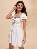 Get ready for a stylish and fresh look with our Women's Square Neck Elegant Short Dress! This dress features a unique square neckline that adds a touch of elegance to your wardrobe. The short length adds a touch of playfulness while keeping you looking chic and fashionable. Perfect for any occasion!