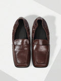 Front view of Women's Square Toe Pleated Casual Loafers for Effortless Style This Valentine's Day for casual loafer styling