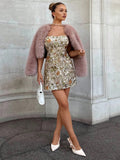 Slip into pure sparkle and shine with this show-stopping sequin strapless dress! Perfect for those moments when you want to turn heads and steal the spotlight, this stunner features shimmering sequins that catch the light from every angle. The sleek strapless design offers a chic, sophisticated silhouette that works beautifully for cocktail parties, weddings, or any occasion calling for a touch of glamour. Whether you're dancing the night away or making a grand entrance, this dress delivers the wow factor w