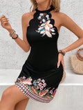 Indulge in vacation vibes with this elegant and breezy Floral Halter Dress. The flowy curved hem and halter neck provide a flattering silhouette, while the vibrant floral print adds a touch of whimsy. Perfect for soaking up the sun and making a statement.