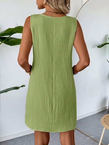 Get ready for a summer of fun in our Women's Summer Linen Texture Sleeveless Tank Dress! Made from breezy linen, this dress is perfect for days at the beach or casual outings. Its elegant apricot color adds a touch of sophistication to any look. Stay cool and stylish all season long in this must-have piece. (Sun, sand, and style, oh my!)