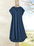 Elevate your summer wardrobe with our Women's V-Neck Batwing Sleeve High-Low Hem Dress! Perfect for effortless style, this dress features a flattering v-neck, flowy batwing sleeves, and a trendy high-low hem. Stay cool, comfortable, and stylish all season long.